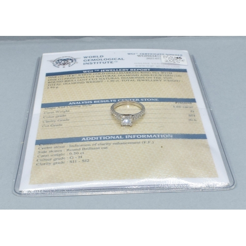 348 - Beautiful 18ct white gold ladies Diamond ring having a fully endorsed certificate stating it as 1.50... 