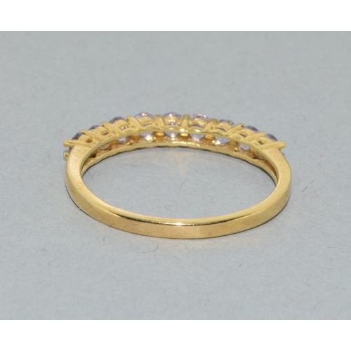 10 - 9ct gold ladies 9 stone Tanzanite half eternity ring size P