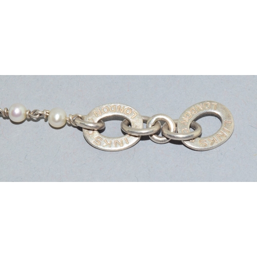 12 - Links of London Pearl bracelet together a silver bracelet anf silver pendant necklace and chain