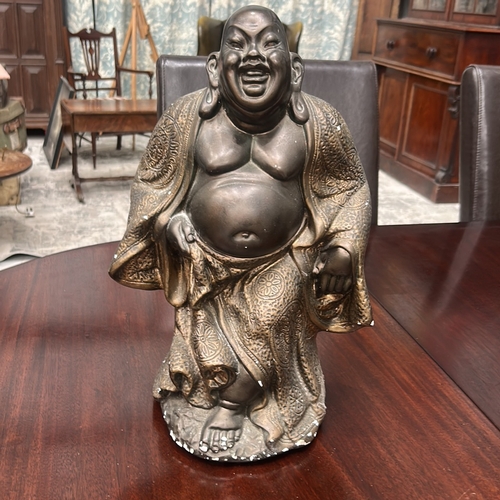 26 - Very Large Patinated plaster figure of the Laughing Buddha (Budai)