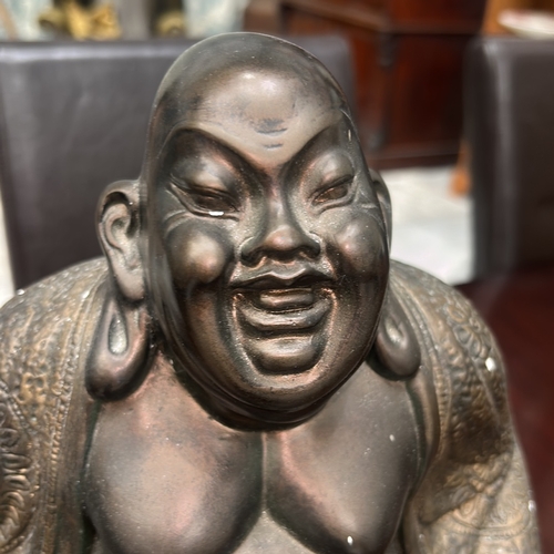 26 - Very Large Patinated plaster figure of the Laughing Buddha (Budai)