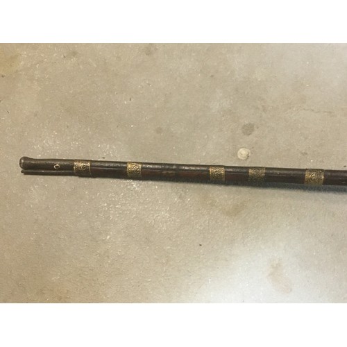 29 - 19th Century Indian Mughal Style Flintlock Hunting Rifle Brass Bound and Studded Stock and Barrel.Le... 