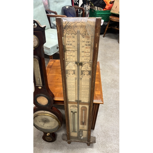 Pair of late 19th-century wall barometers: a mahogany banjo barometer ...