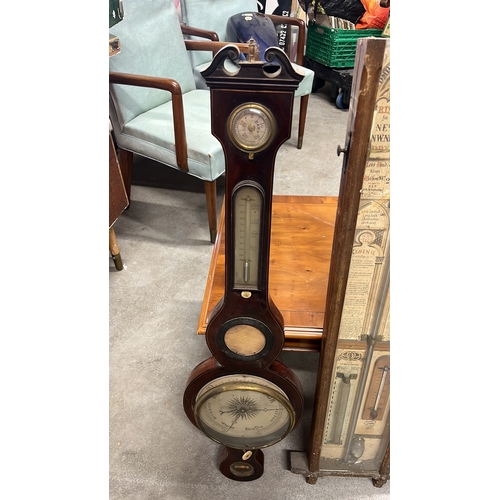 Pair of late 19th-century wall barometers: a mahogany banjo barometer ...