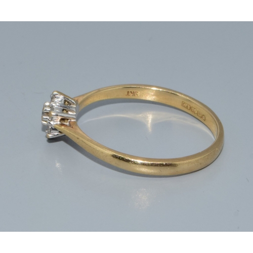 51 - Diamond ladies 7 stone flower head ring in a vintage 9ct gold setting hallmarked in the ring as 0.25... 