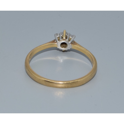 51 - Diamond ladies 7 stone flower head ring in a vintage 9ct gold setting hallmarked in the ring as 0.25... 