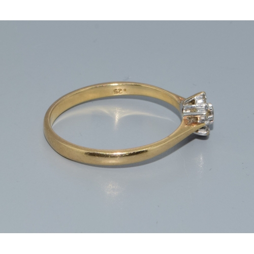 51 - Diamond ladies 7 stone flower head ring in a vintage 9ct gold setting hallmarked in the ring as 0.25... 