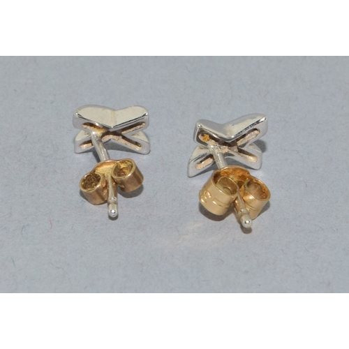 52 - 9ct gold Diamond cross over earrings 7mm square&nbsp;
