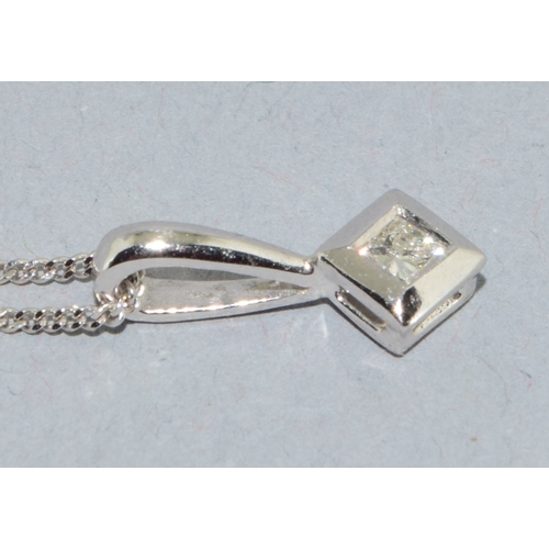 62 - 9ct white gold Diamond solitaire pendant necklace of approx 0.25ct diamond measures 4mm on a 9ct whi... 