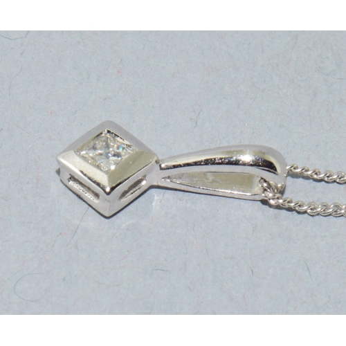 62 - 9ct white gold Diamond solitaire pendant necklace of approx 0.25ct diamond measures 4mm on a 9ct whi... 