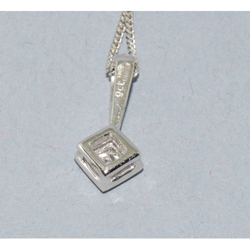 62 - 9ct white gold Diamond solitaire pendant necklace of approx 0.25ct diamond measures 4mm on a 9ct whi... 