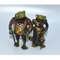 Pair of cold painted Bronze Mr and Mrs Toad figures 7x7x3cm