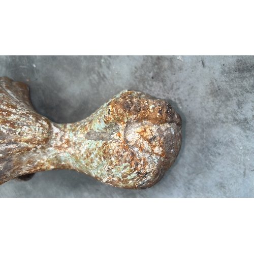 11 - Pair of late 19th-century cast-iron claw-and-shell bathtub feet, moulded with radiating scallop shel... 