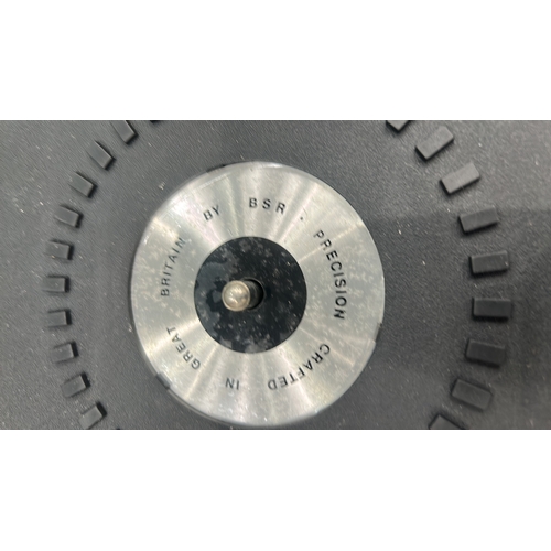 58 - Brushed aluminium and black plastic turntable by Ferguson, fitted with BSR precision-crafted three-s... 