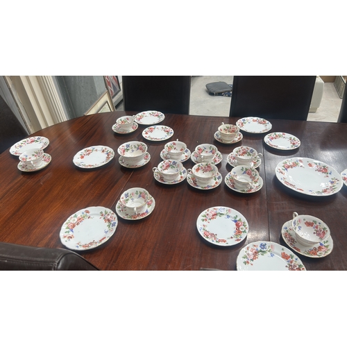 21 - Jackson & Gosling ‘Old English’ Grosvenor bone china part tea service, multicoloured floral patt... 
