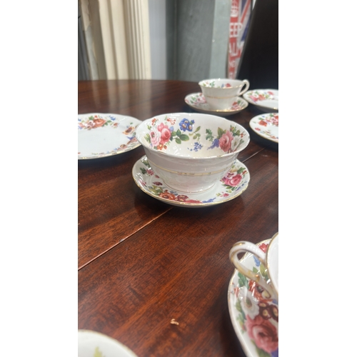 21 - Jackson & Gosling ‘Old English’ Grosvenor bone china part tea service, multicoloured floral patt... 