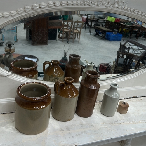13 - Group of six British salt-glazed stoneware vessels:
