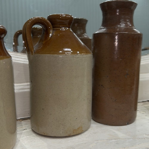 13 - Group of six British salt-glazed stoneware vessels: