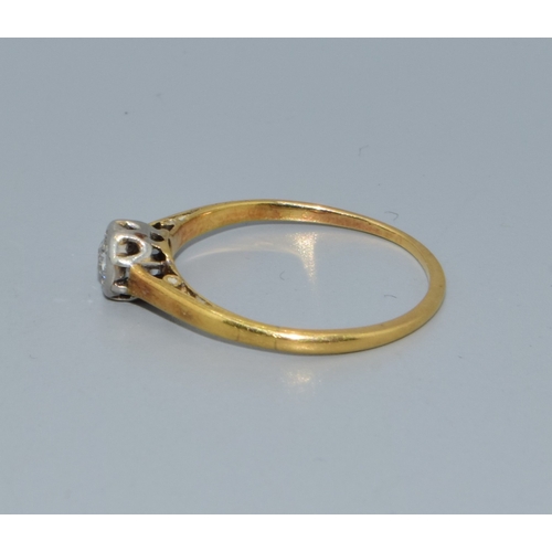 18ct gold ladies Diamond solitaire dress ring size estimated as 20 ...