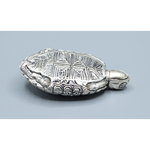 Substantial silver plate Tortoise style perfume bottle