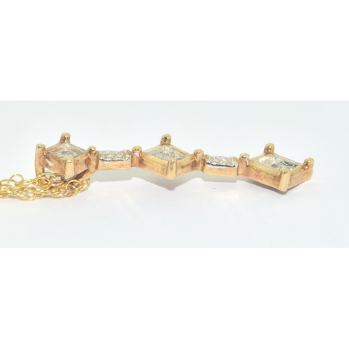 7 - 9ct gold drop Diamond pendant necklace on a 9ct gold chain of 38cm pendant drop of 3cm 2.7grams
