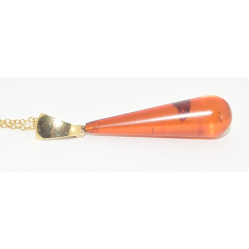 47 - 9ct gold Amber pendant necklace on a 9ct gold chain of