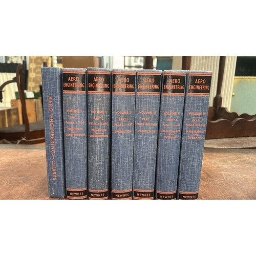 75 - Set of seven hardback volumes comprising “Aero Engineering – Charts” and Volumes I–III Parts 1–2, pu... 