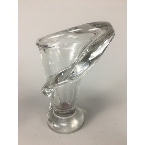 262 - Ragashka Crystal Glass Spiral Candle Stick and 2 x Mid Century Art Glass Vases.