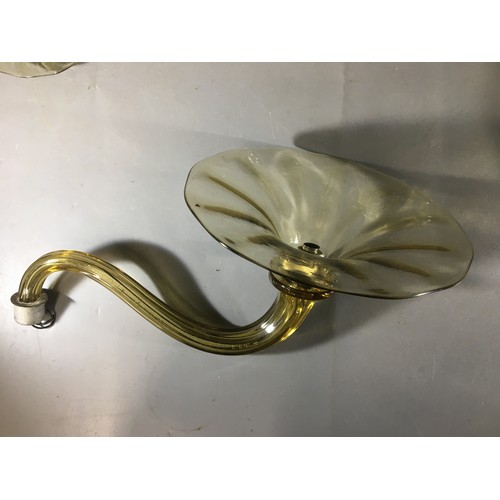 263 - Mid Century Smoked Glass Light Fittings.