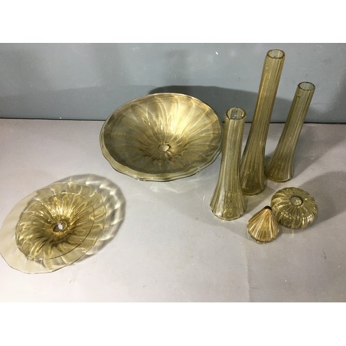 263 - Mid Century Smoked Glass Light Fittings.