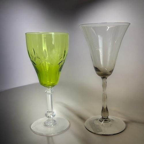 264 - A fine collection of 20th century design drinking glasses.Including a pair of Copier Leerdam lustre ... 