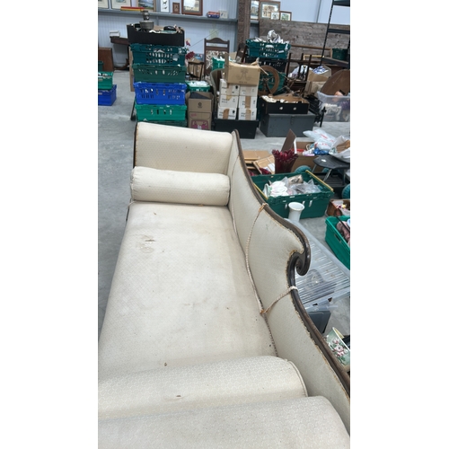 303 - a very elegant early 19th-century Regency mahogany Grecian chaise longue, scrolled ends with carved ... 