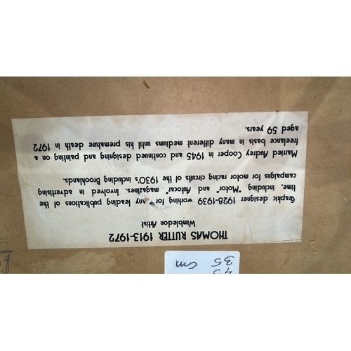 77 - Watercolour on paper, Trowbridge Canal with arched bridge and reflections, signed Thomas Rutter and ... 