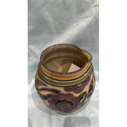85 - Hand-painted Poole Pottery earthenware vase, bulbous form, decorated with stylised Art Deco floral m... 