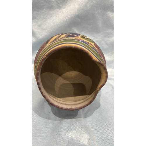 85 - Hand-painted Poole Pottery earthenware vase, bulbous form, decorated with stylised Art Deco floral m... 