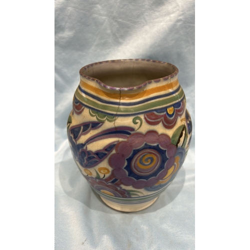 85 - Hand-painted Poole Pottery earthenware vase, bulbous form, decorated with stylised Art Deco floral m... 