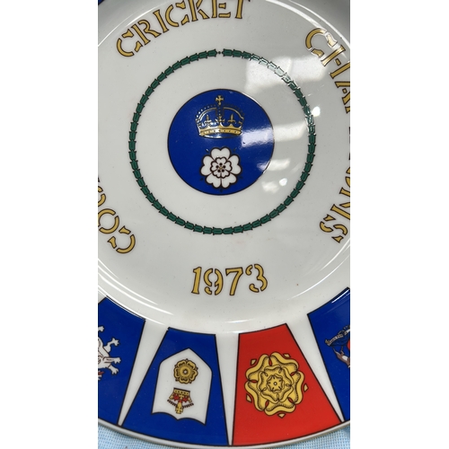 86 - Coalport bone china commemorative plate, ‘County Cricket Champions 1973’, produced for Hampshire Cou... 