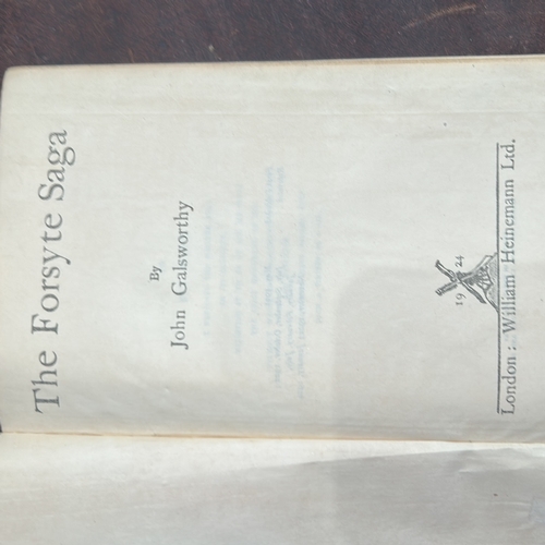 109 - John Galsworthy, The Forsyte Saga, London: William Heinemann Ltd, reprint dated January 1924, green ... 