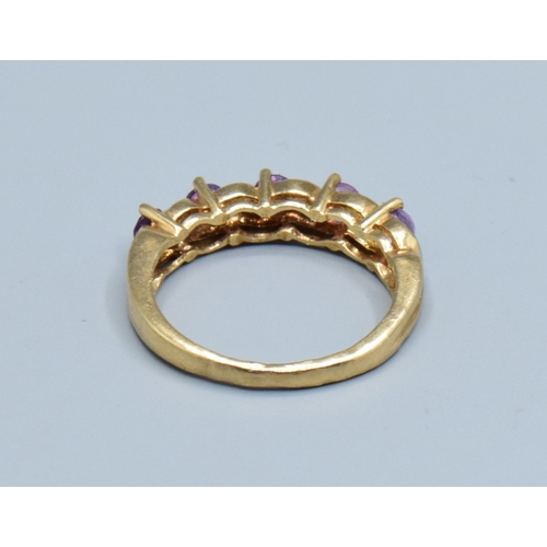 36 - 9ct gold ladies vintage Amethyst and Diamond wave half eternity ring hall marked as Diamond size L, ... 