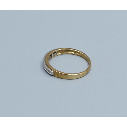 50 - 9ct gold ladies Diamond half eternity row ring size N