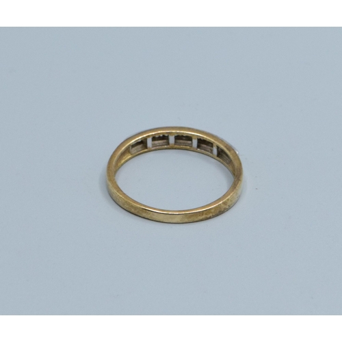 50 - 9ct gold ladies Diamond half eternity row ring size N