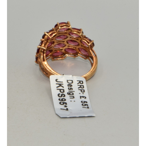 25 - Brand new with Tag ladies 9ct gold Rhodolite Garnet large statement ring size N, 4.6grams (RRP£557)