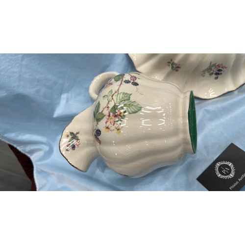 185 - Pair of English Staffordshire ironstone wares comprising a baluster jug and scalloped fluted bowl, c... 