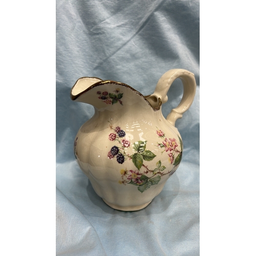 185 - Pair of English Staffordshire ironstone wares comprising a baluster jug and scalloped fluted bowl, c... 