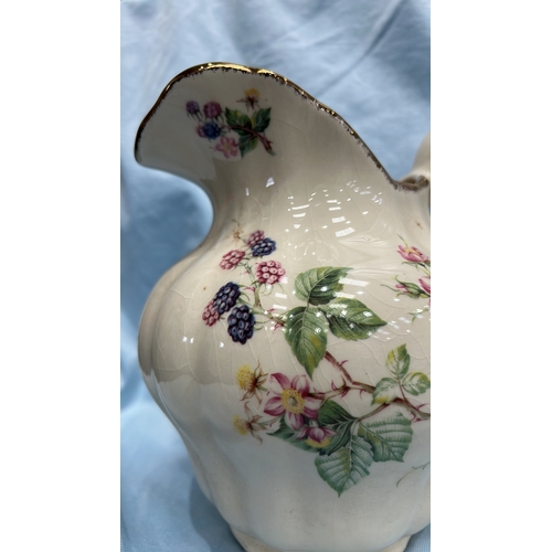 185 - Pair of English Staffordshire ironstone wares comprising a baluster jug and scalloped fluted bowl, c... 