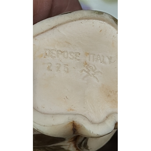 352 - Set of three figural ornaments: Italian “Depose Italy” painted composition figures of a barefoot gir... 