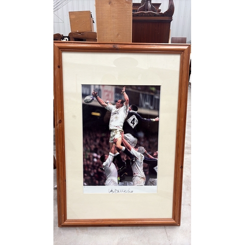 459 - Limited edition colour photograph of England rugby world cup winner Lawrence Dallaglio in an England... 