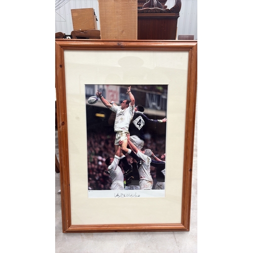 459 - Limited edition colour photograph of England rugby world cup winner Lawrence Dallaglio in an England... 