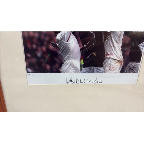 459 - Limited edition colour photograph of England rugby world cup winner Lawrence Dallaglio in an England... 