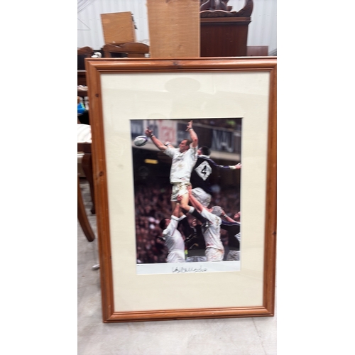 459 - Limited edition colour photograph of England rugby world cup winner Lawrence Dallaglio in an England... 